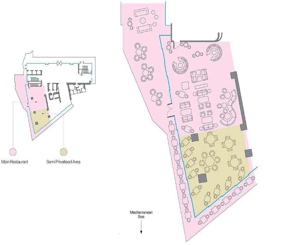 Floorplan of Riviera restaurant -  Plan du restaurant Riviera